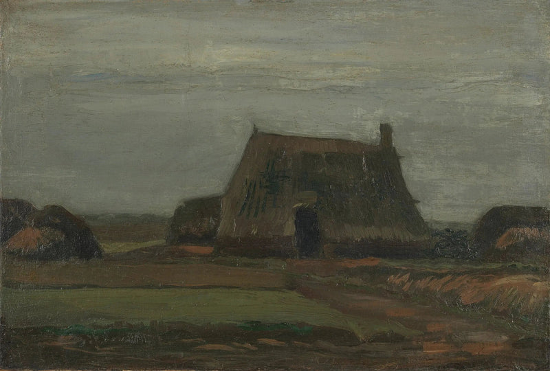 Fazenda com montes de turfa - Vincent van Gogh