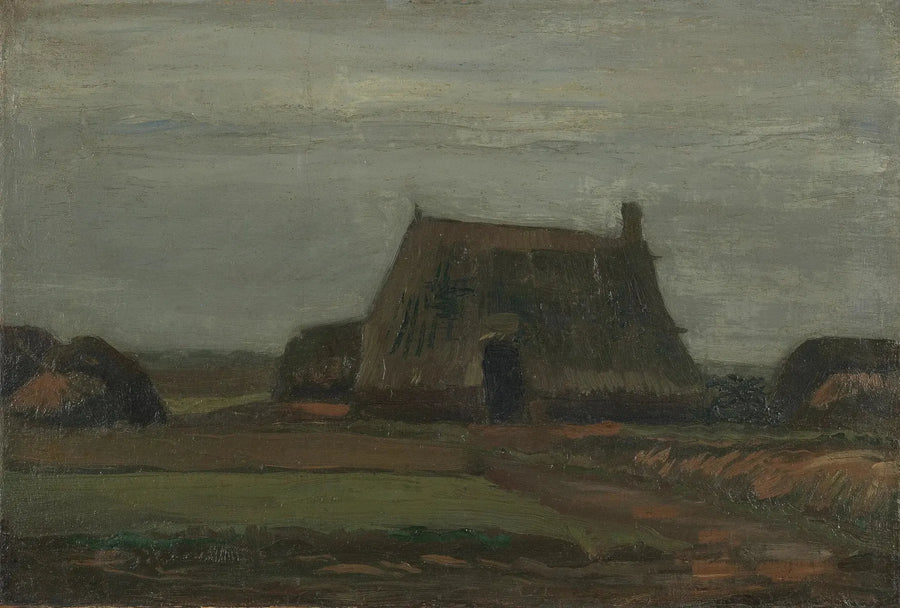 Fazenda com montes de turfa - Vincent van Gogh