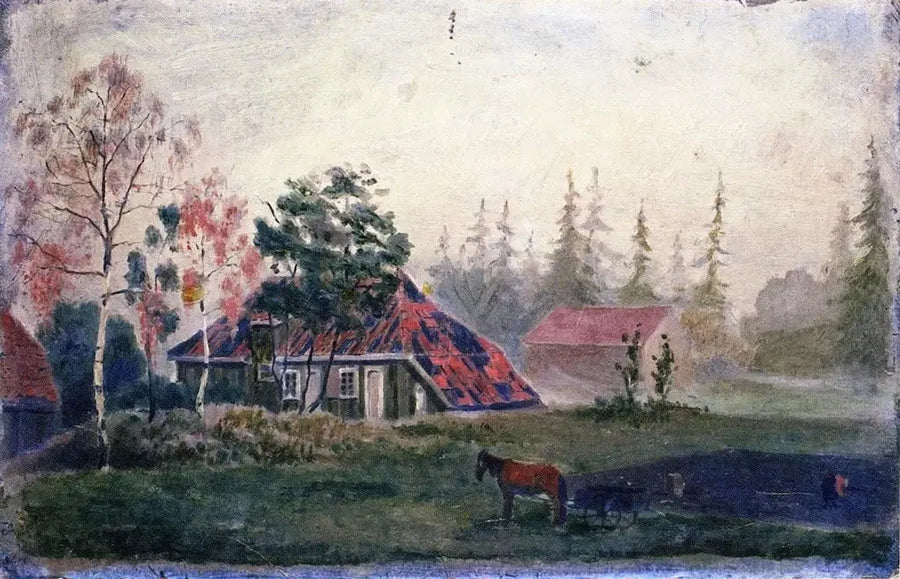 Fazenda Cavalo e Carro na Frente dos Edifícios - Edvard Munch