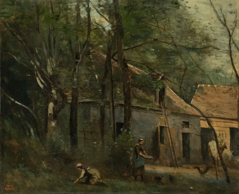 Fazenda na floresta - Jean-Baptiste Camille Corot