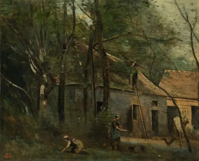 Fazenda na floresta - Jean-Baptiste Camille Corot