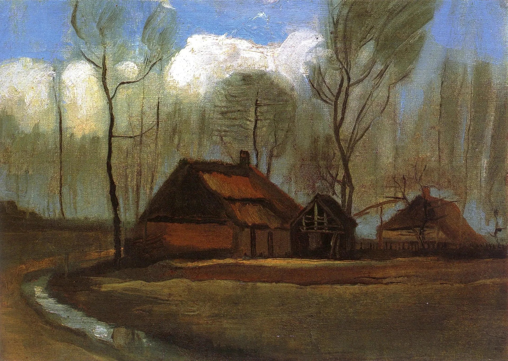 Ferme parmi les arbres - Vincent van Gogh image 1 reproduction artisanale de tableau