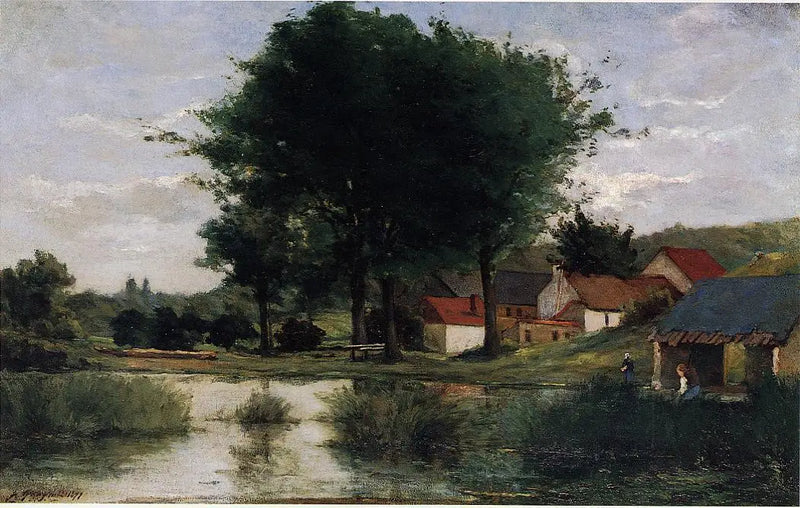 Fazenda perto de um lago, ou Paisagem de outono - Paul Gauguin