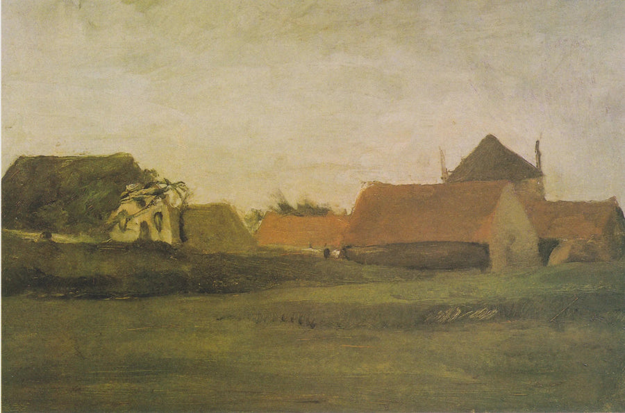 Fazendas em Loosduinen perto de Haia ao crepúsculo - Vincent van Gogh