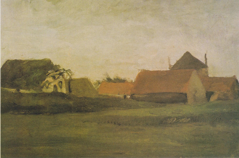 Fazendas em Loosduinen perto de Haia ao crepúsculo - Vincent van Gogh