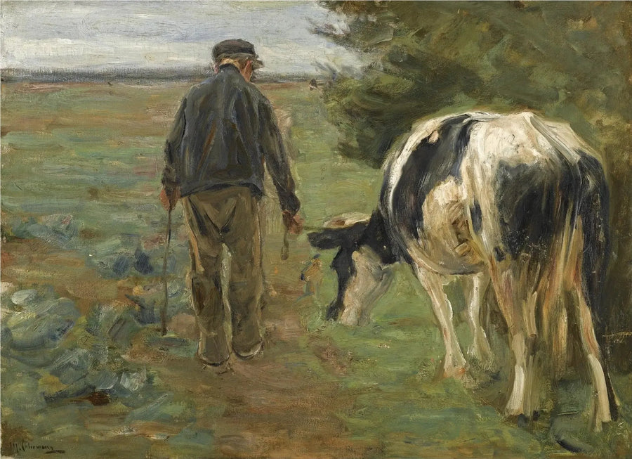 Fazendeiro e vaca - Max Liebermann