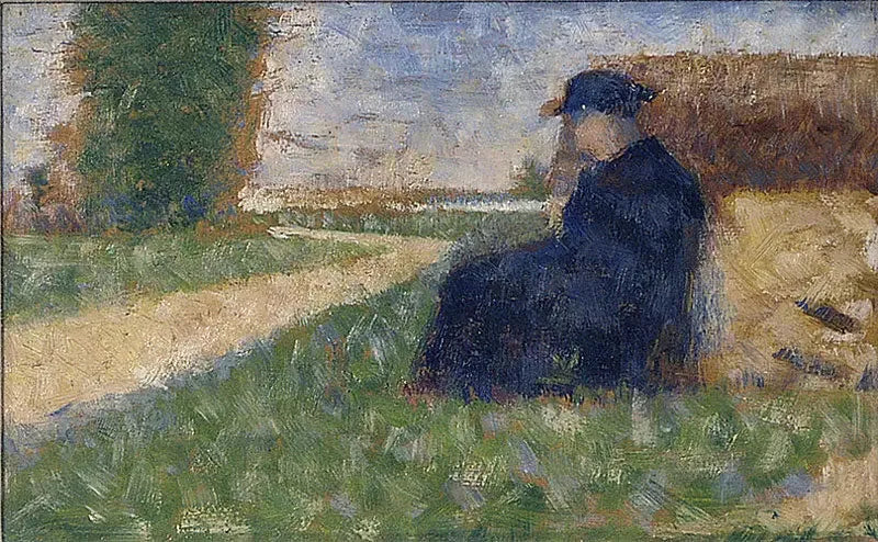 Figura maciça em uma paisagem em Barbizon - Georges Seurat
