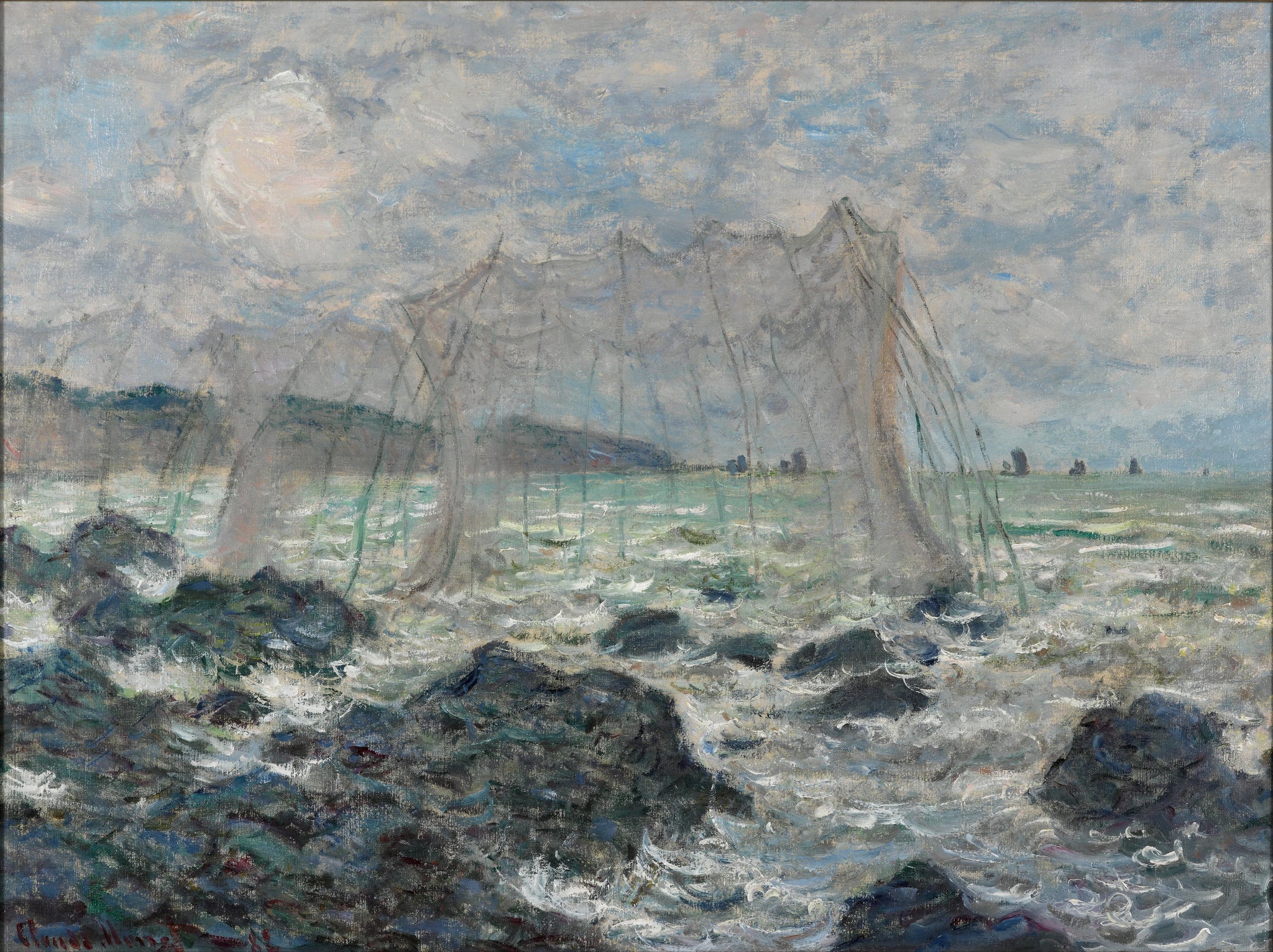 Filets de pêche à Pourville W768 par Claude Monet, Kunstmuseum Den Haag