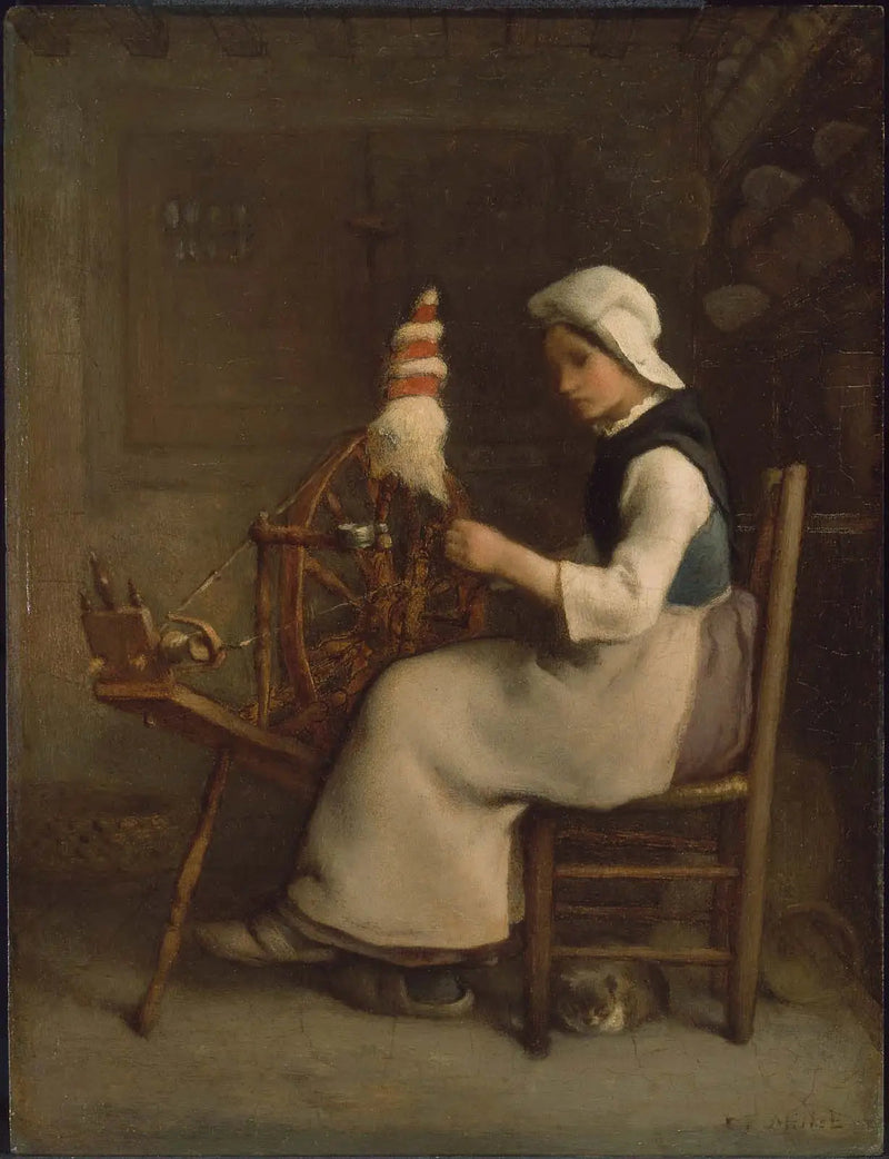 Fileur sentado (Emélie Millet) - Jean-François Millet
