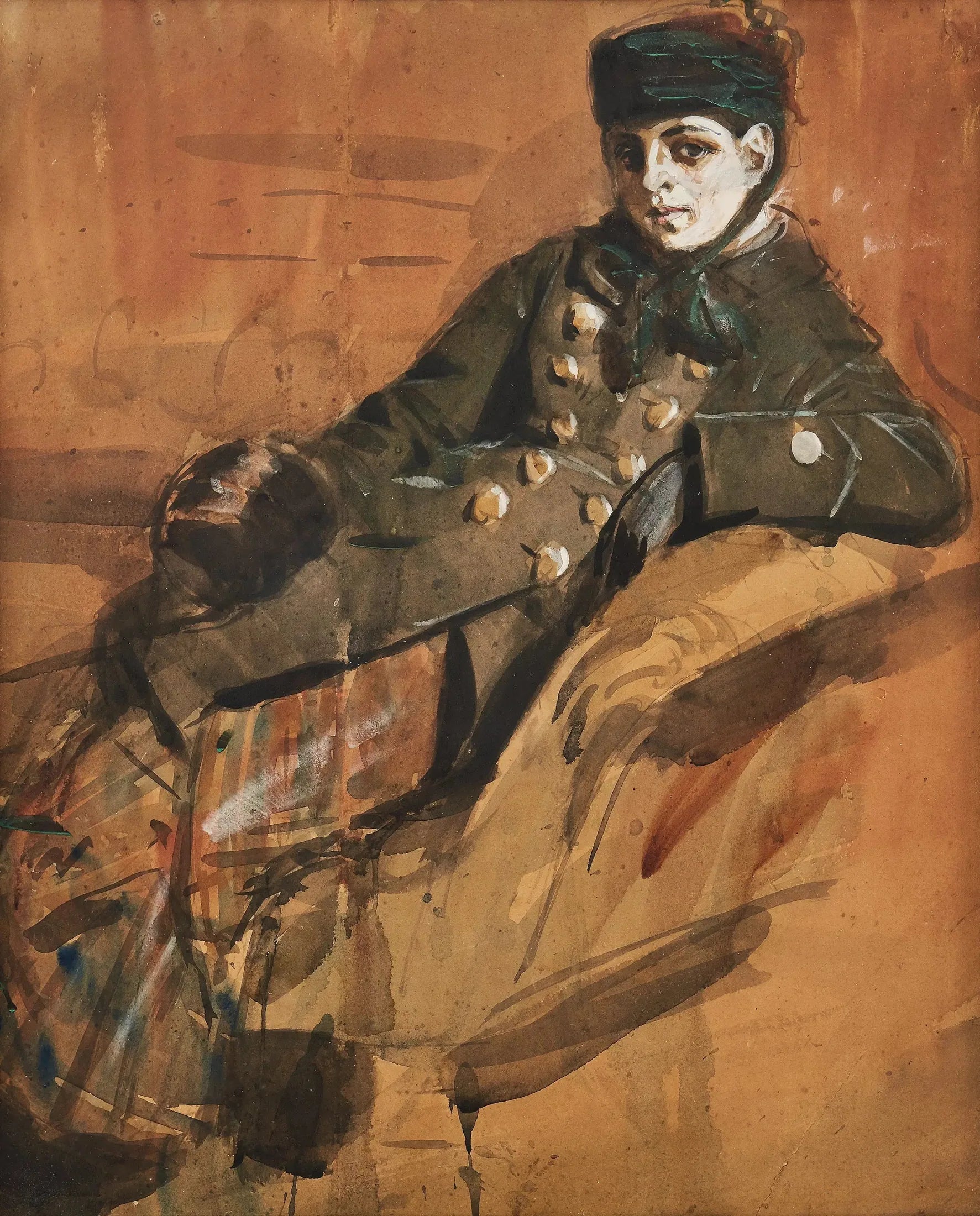 Fille assise en vêtements de voyage - Anders Zorn image 1 copie peinte à la main à l’huile