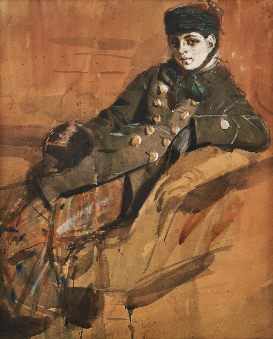 Menina sentada com roupas de viagem - Anders Zorn