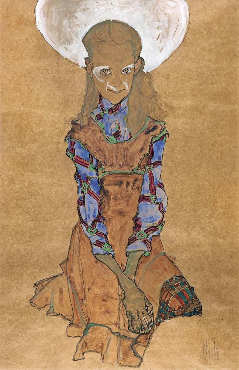 Menina sentada (Poldi Lodzinsky) - Egon Schiele