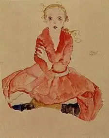 Menina Sentada (Sitzendes Mädchen) - Egon Schiele