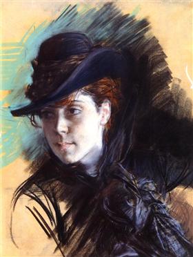 Menina de chapéu preto - Giovanni Boldini