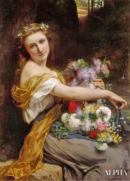 Fille aux fleurs - Pierre Auguste Cot - Reproductions de tableaux et peintures haut de gamme