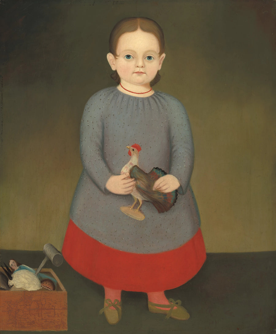 Fille avec coq jouet - American 19th Century