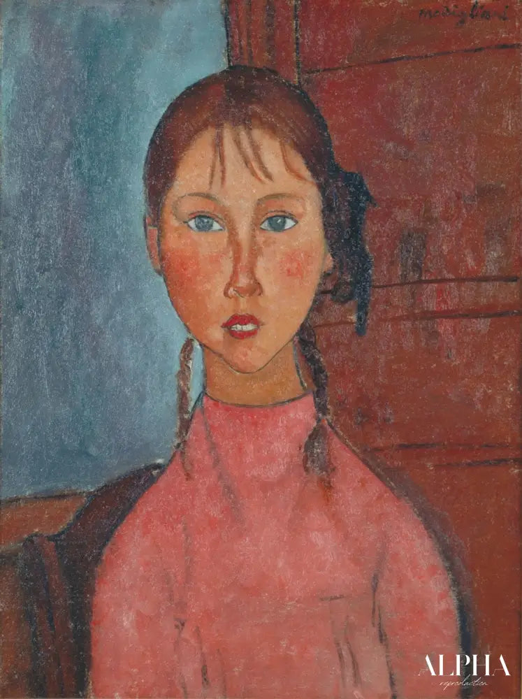 Fille avec des nattes - Amedeo Modigliani - Reproductions de tableaux et peintures haut de gamme