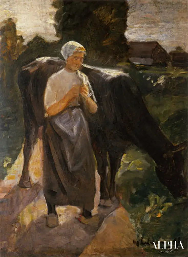 Fille avec la vache/ Cowgirl néerlandaise - Max Liebermann - Reproductions de tableaux et peintures haut de gamme