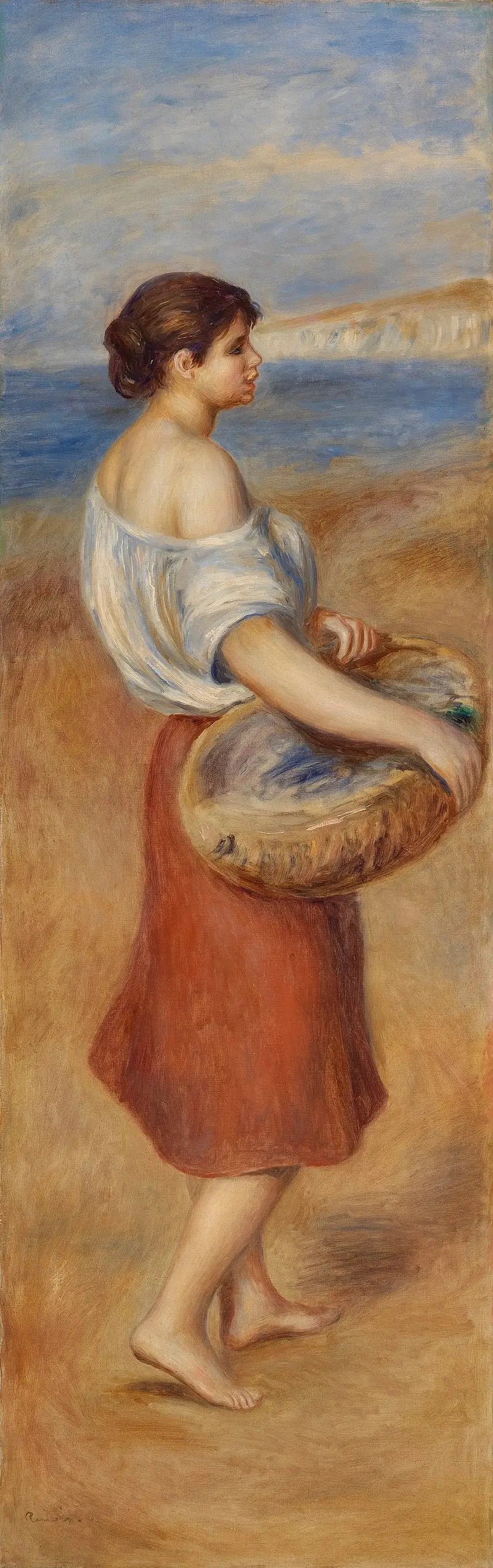 Menina com cesta de peixes (Pescadora de peixes) - Pierre-Auguste Renoir