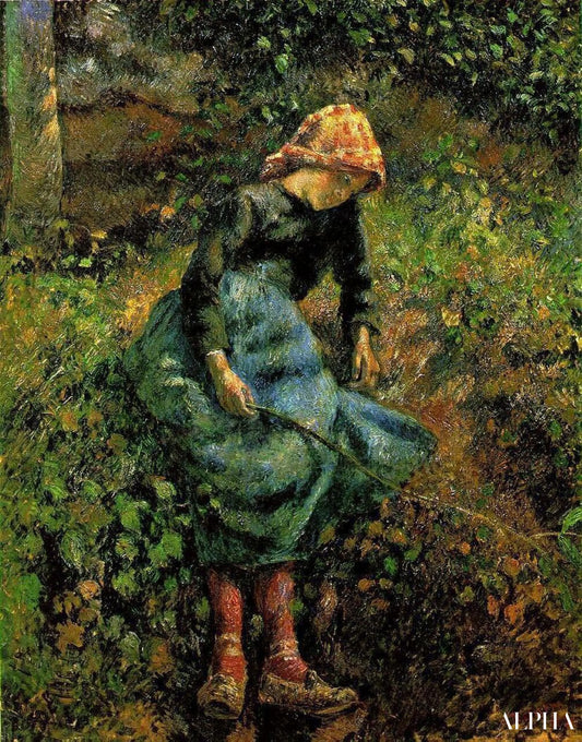 Fille avec un bâton - Camille Pissarro - Reproductions de tableaux et peintures haut de gamme