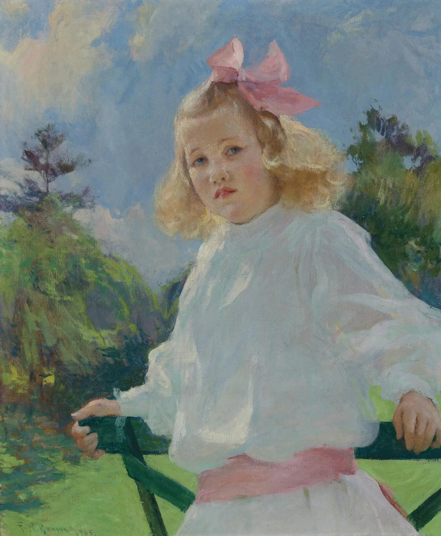 Menina com laço rosa - Frank Weston Benson