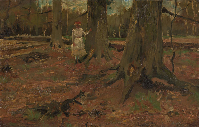 Menina de branco na floresta - Vincent van Gogh