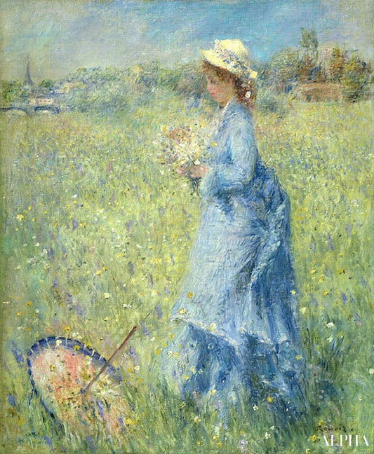 Fille cueillant des fleurs - Pierre-Auguste Renoir - Reproductions de tableaux et peintures haut de gamme