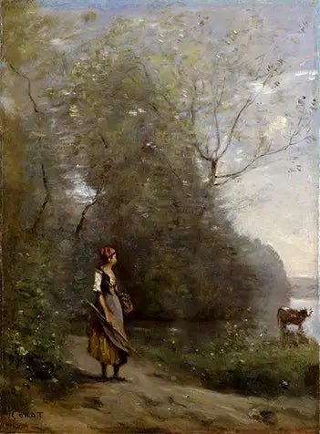Menina na floresta - Jean-Baptiste Camille Corot