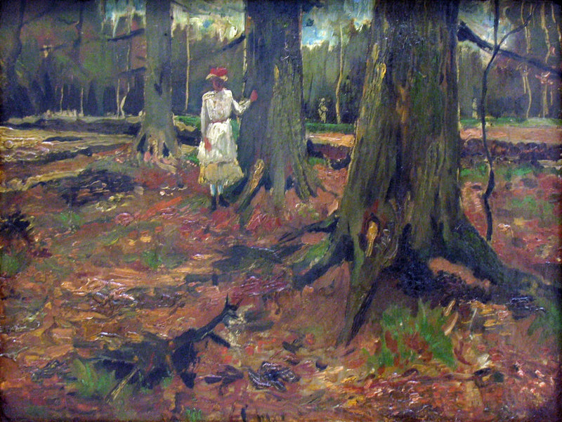 Menina de branco na floresta - Vincent van Gogh