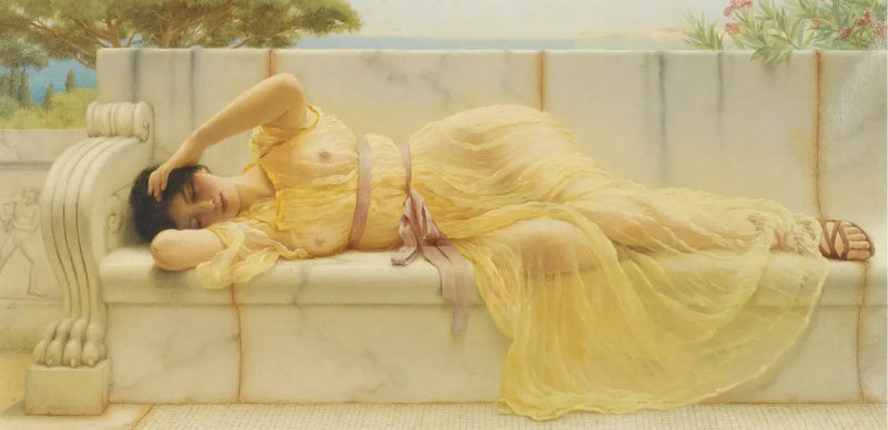 Menina com drapeado amarelo - John William Godward