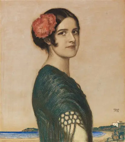 Reproduction du tableau « Fille Mary en espagnol - Franz Von Stuck » par Alpha Reproduction en peinture à l’huile