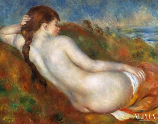 Fille nue, dans l'herbe de la dune - Pierre-Auguste Renoir - Reproductions de tableaux et peintures haut de gamme