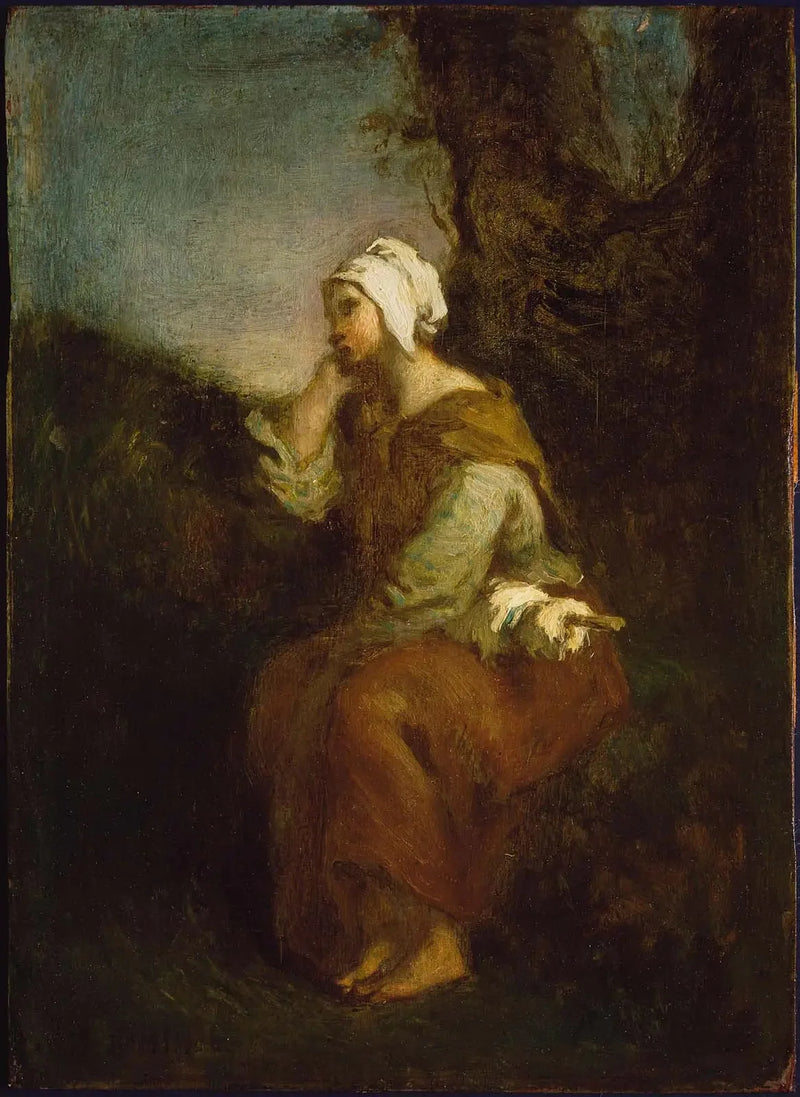 Menina camponesa sonhando acordada - Jean-François Millet