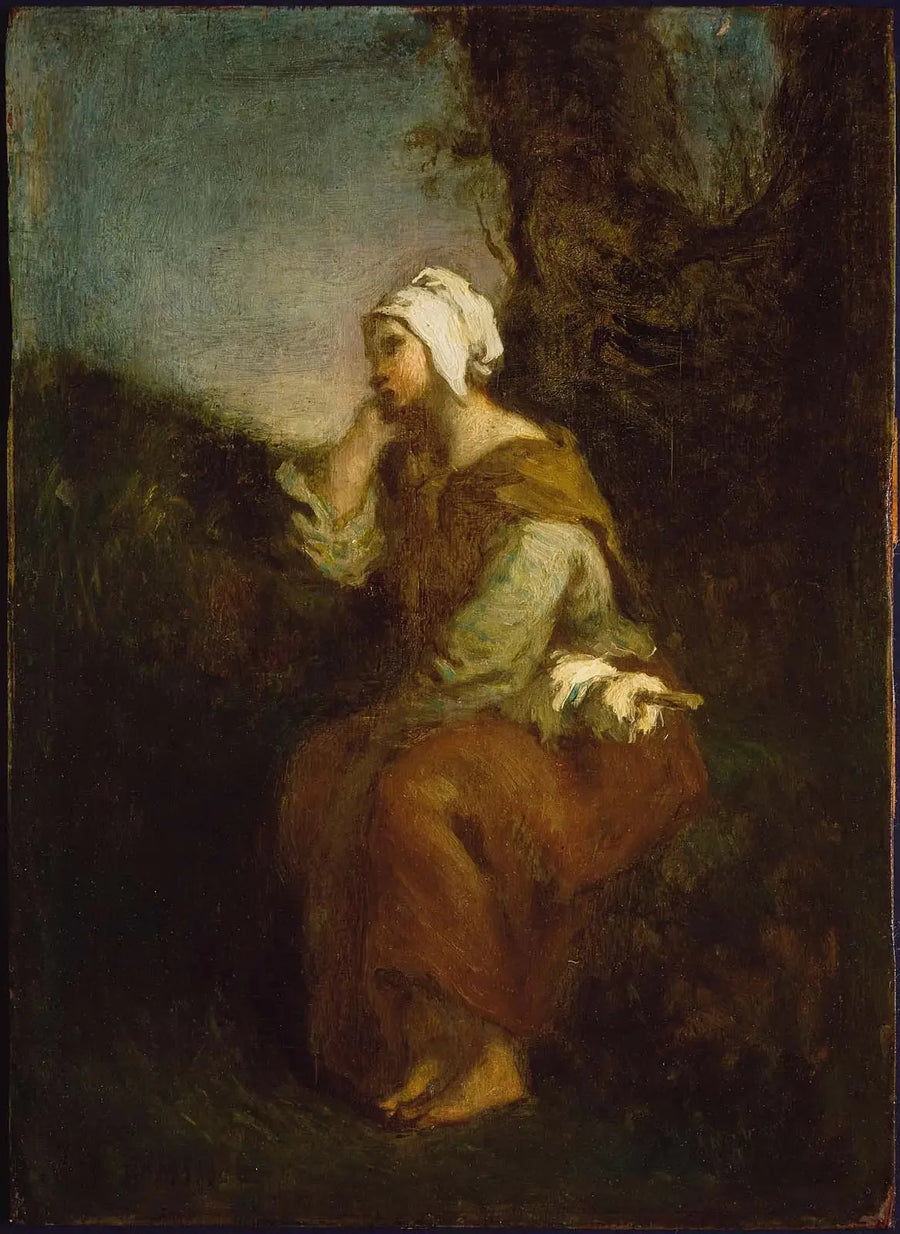 Menina camponesa sonhando acordada - Jean-François Millet