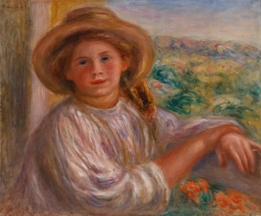 Menina em uma varanda, Cagnes (Jovem mulher na varanda, Cagnes) - Pierre-Auguste Renoir