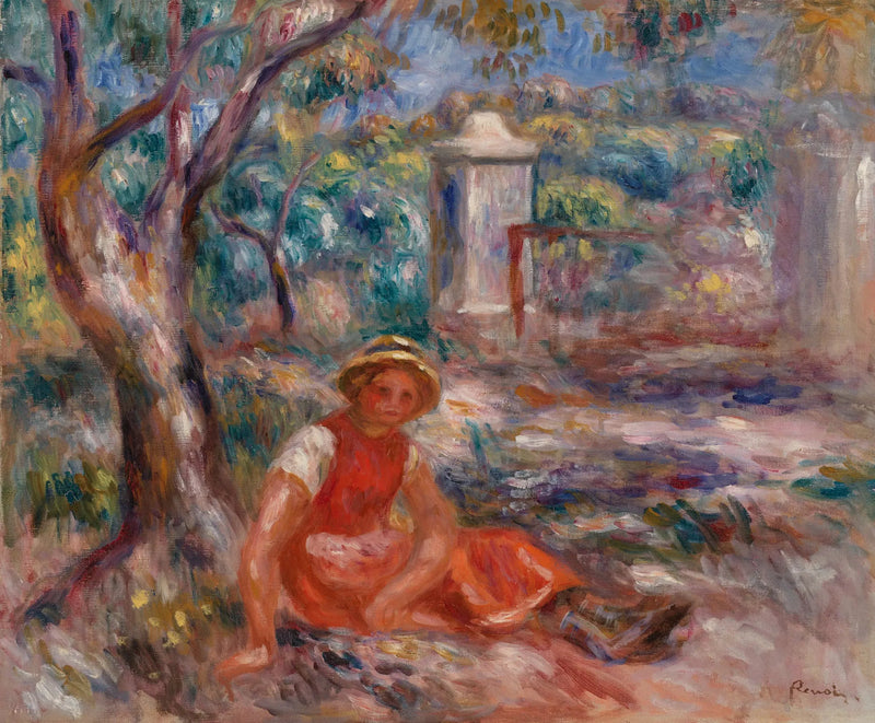 Menina aos pés de uma árvore (Menina aos pés de uma árvore) - Pierre-Auguste Renoir