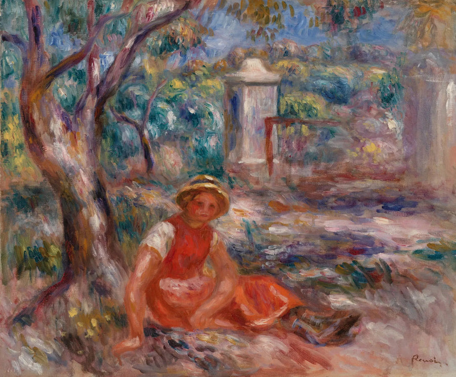 Menina aos pés de uma árvore (Menina aos pés de uma árvore) - Pierre-Auguste Renoir