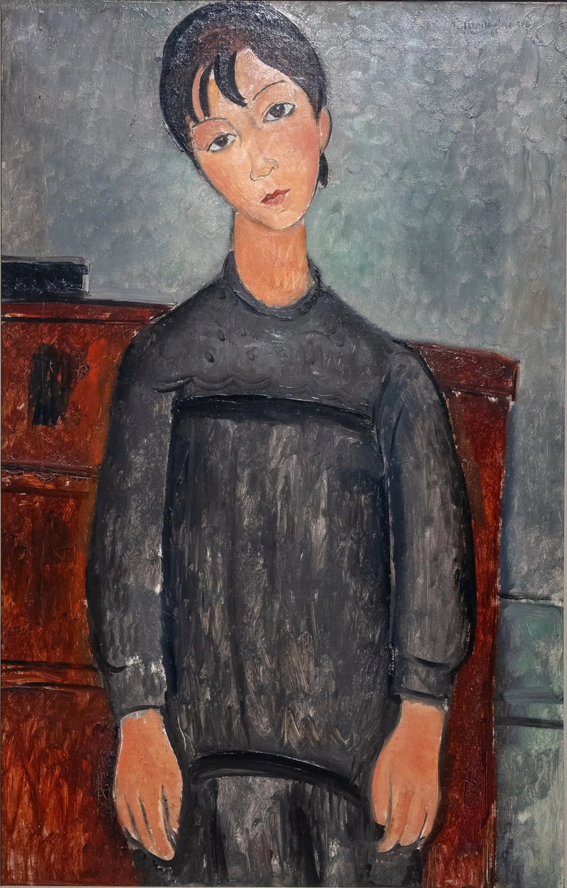 Menina em pé com avental preto - Amedeo Modigliani