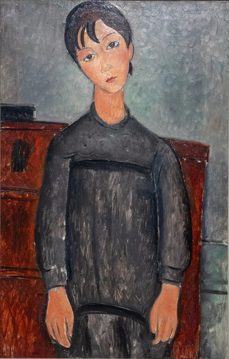 Menina em pé com avental preto - Amedeo Modigliani