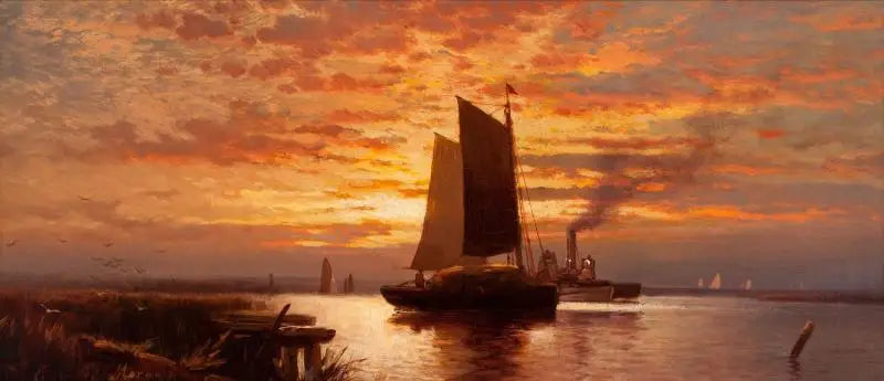 Fim do dia, porto de Nova York - Edward Moran
