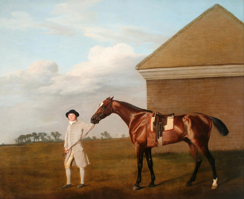Firetail com seu treinador perto da Rubbing-Down House na Novamarket Heath - George Stubbs