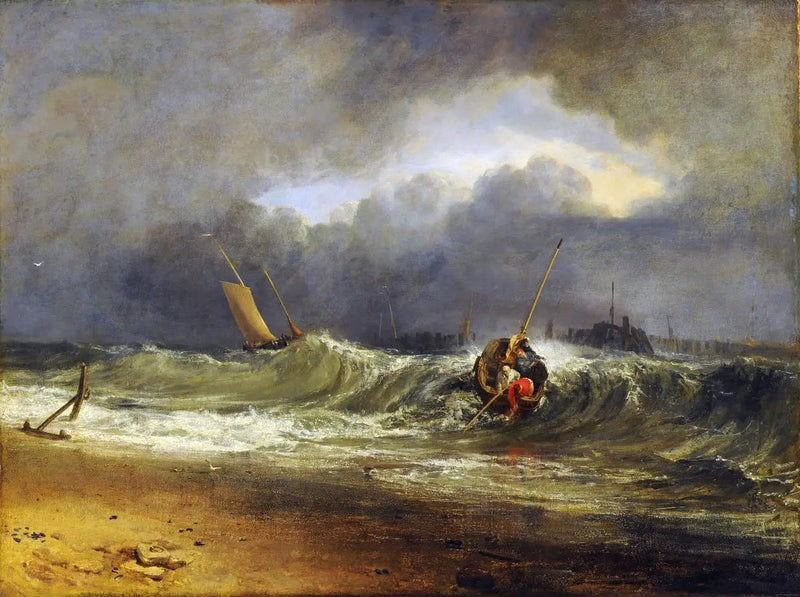 Pescadores em uma Costa Abrigada em Tempo Tempestuoso - J. M. W. Turner