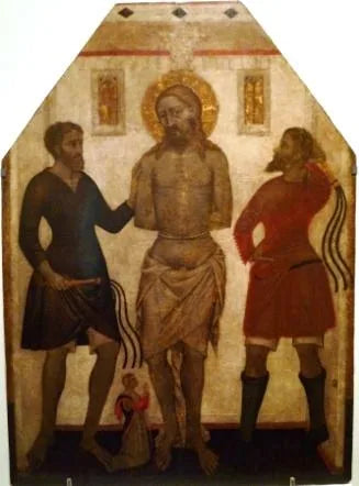 Flagelação de Cristo com um doador. - Francescuccio Ghissi