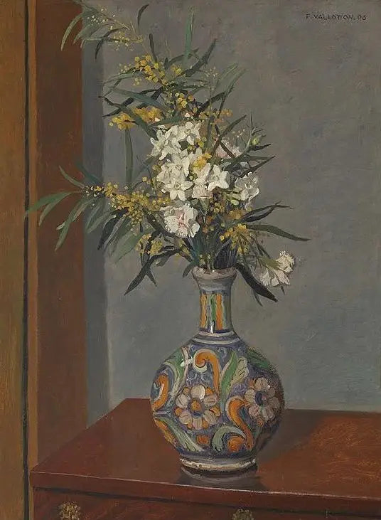 Flores brancas em um vaso decorado - Félix Vallotton