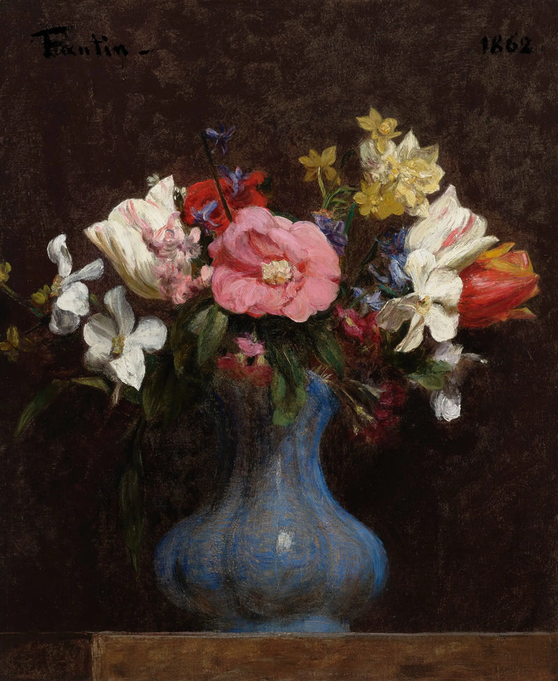 Flores, camélias e tulipas - Henri Fantin-Latour