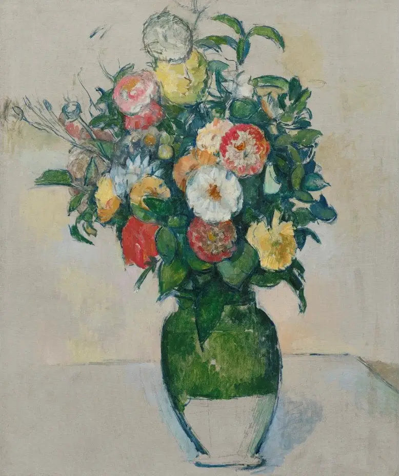 Flores em um vaso de azeitonas - Paul Cézanne