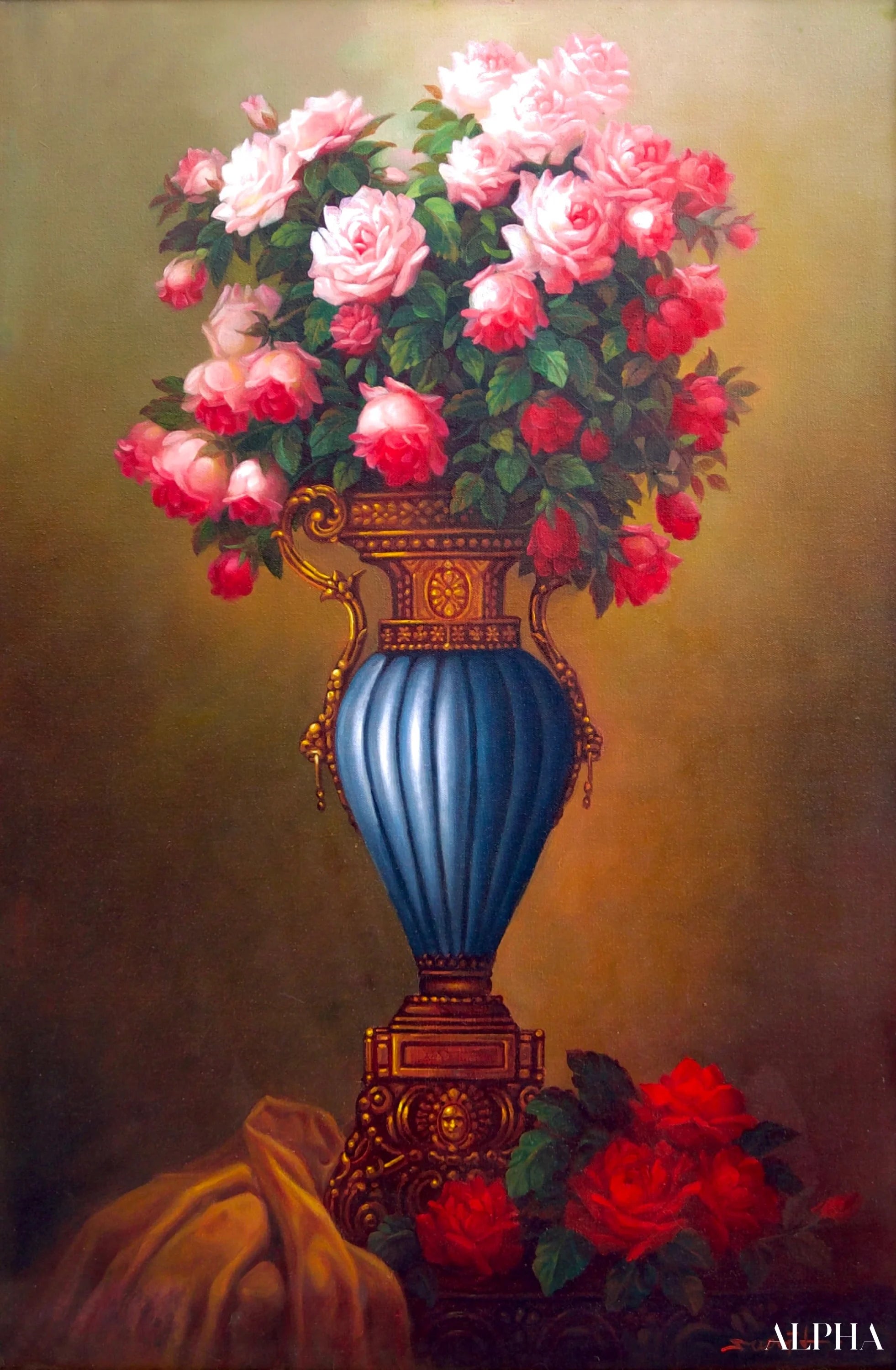 Flowers in an Antique Vase - Supoj | 60 x 90 cm Reproductions de tableaux à la peinture à l’huile