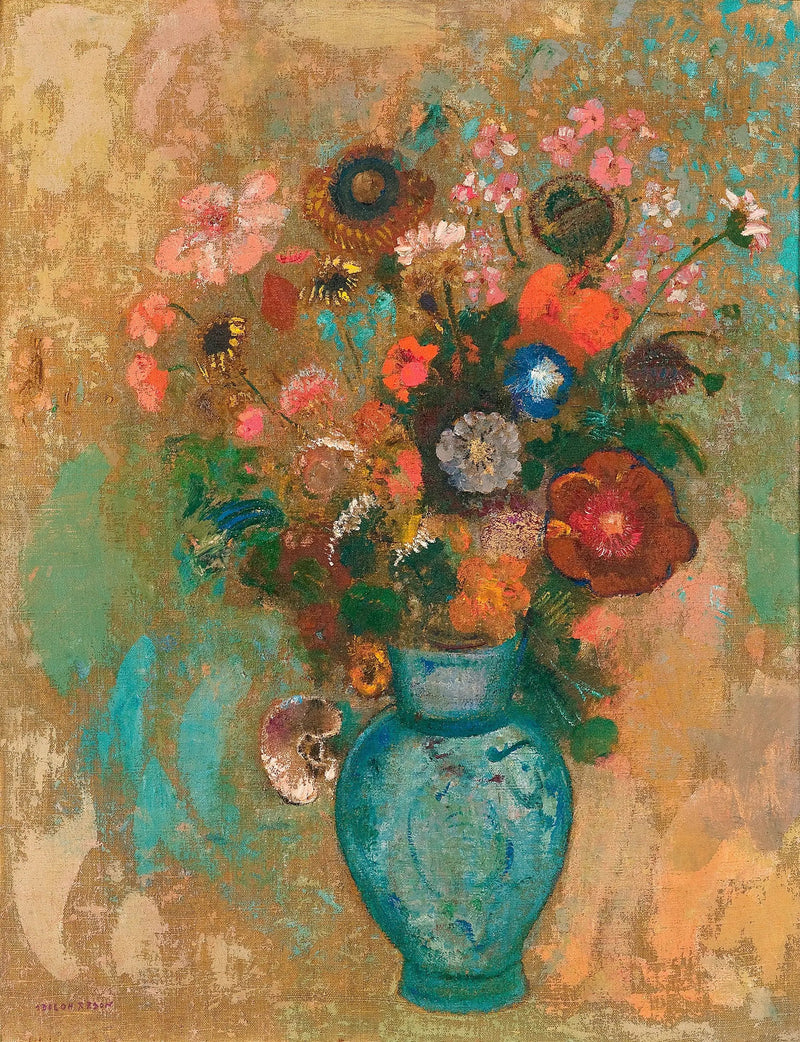 Flores em um vaso azul - Odilon Redon