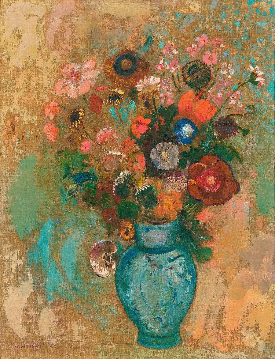 Flores em um vaso azul - Odilon Redon