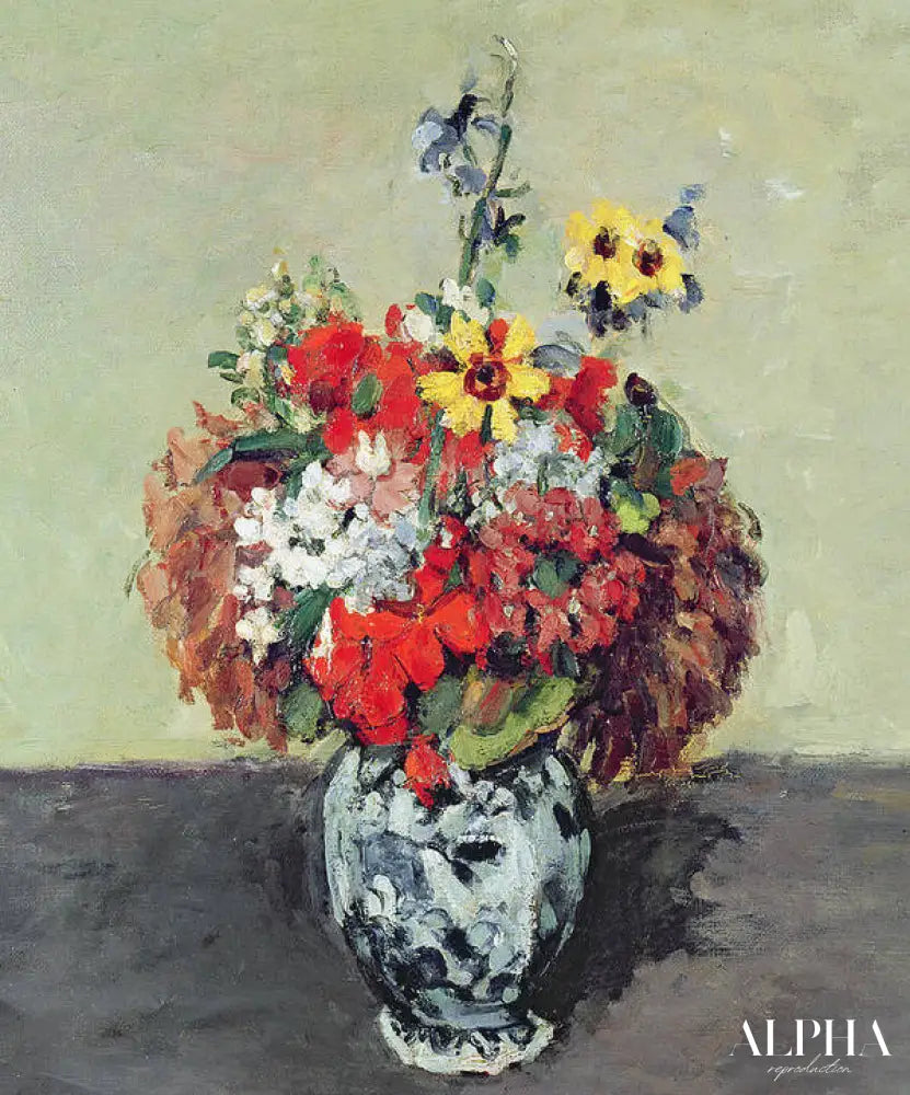 Fleurs dans un vase de Delft - Paul Cézanne - Reproductions de tableaux et peintures haut de gamme